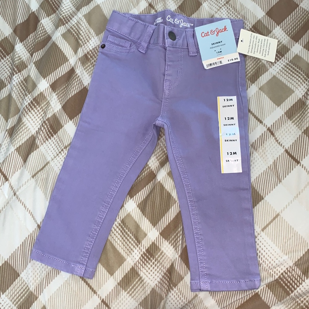 Cat & Jack skinny purple denim pants. Size 12 mo’s